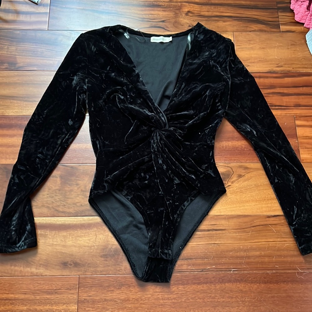 Black velvet body suit